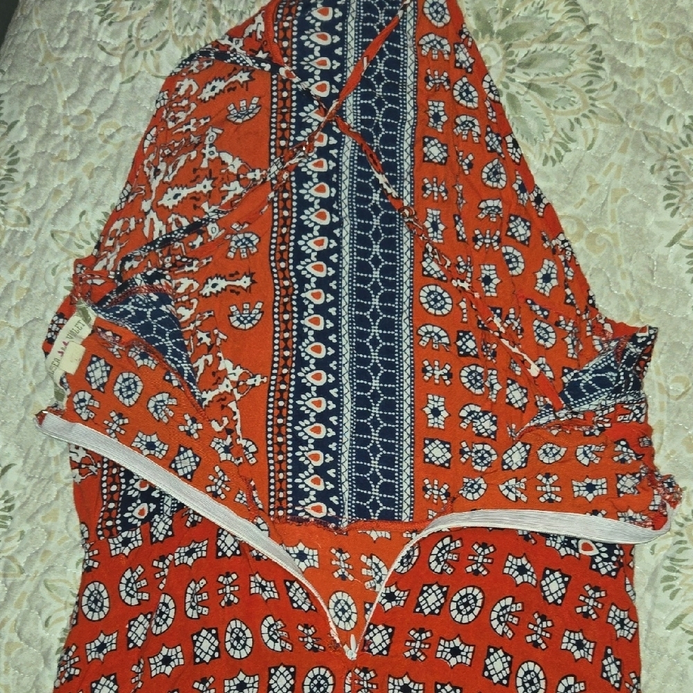 Chelsea & Violet SP Bright Mini Summer Adj X Back Halter Dress Fun Summer Boho - Picture 8 of 10